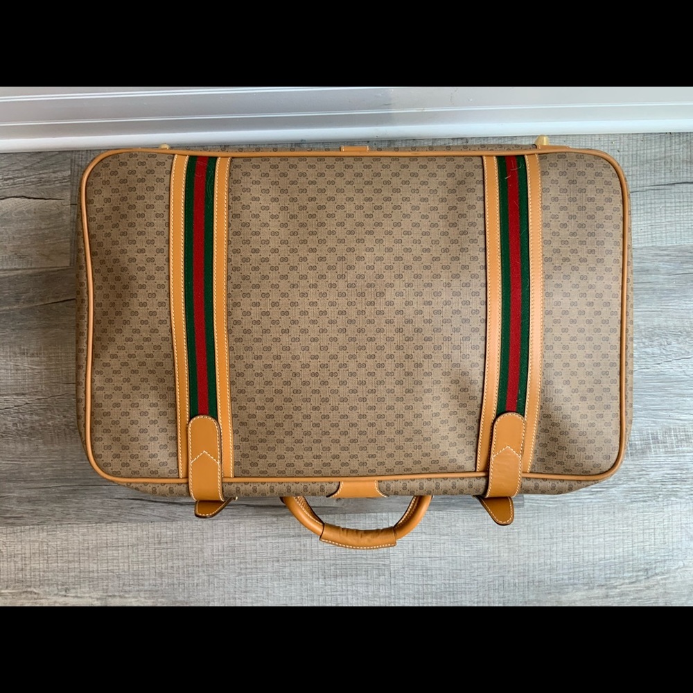 Gucci Monogram Vintage Monogram Mini G Suitcase web design ribbon red green - Picture 6 of 11